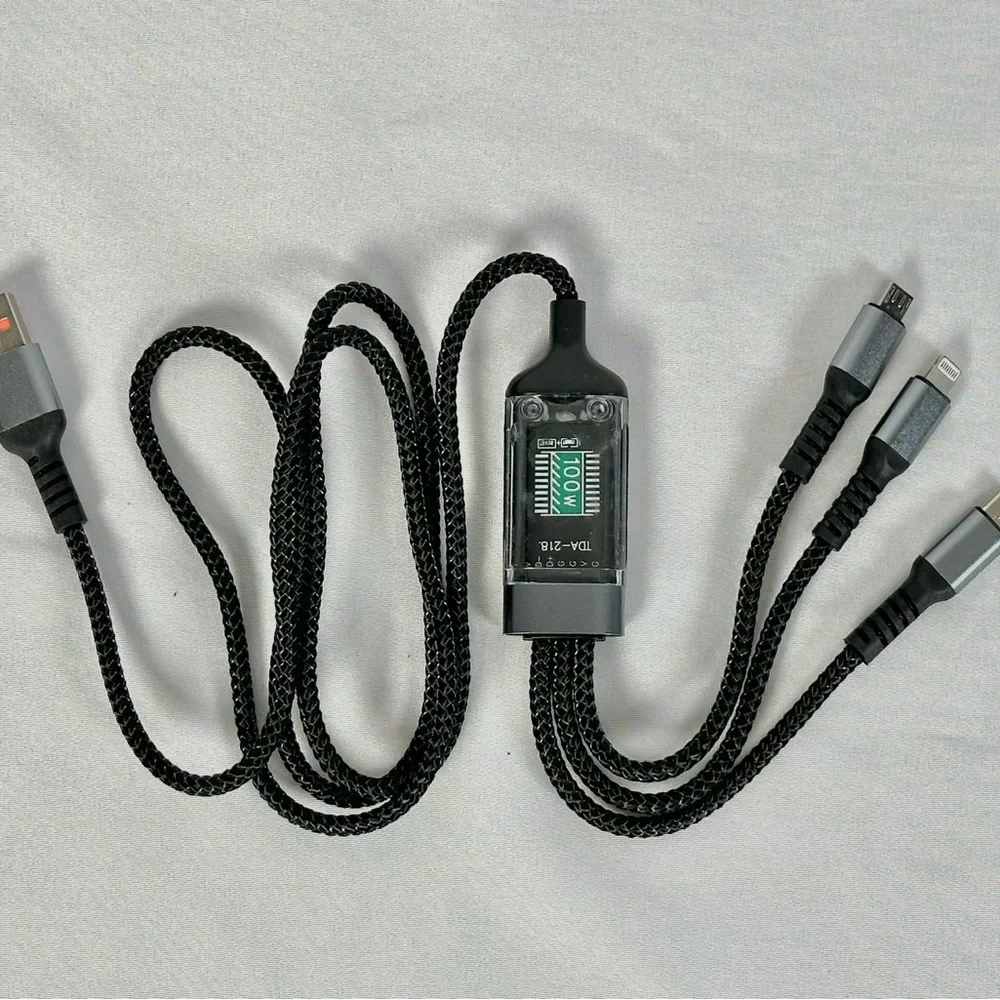 100W 3-in-1 Fast Charging Cable - Black